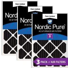 12x20x2 Pure Carbon Pleated Odor Reduction Merv 8 Furnace Filters 3 Pack