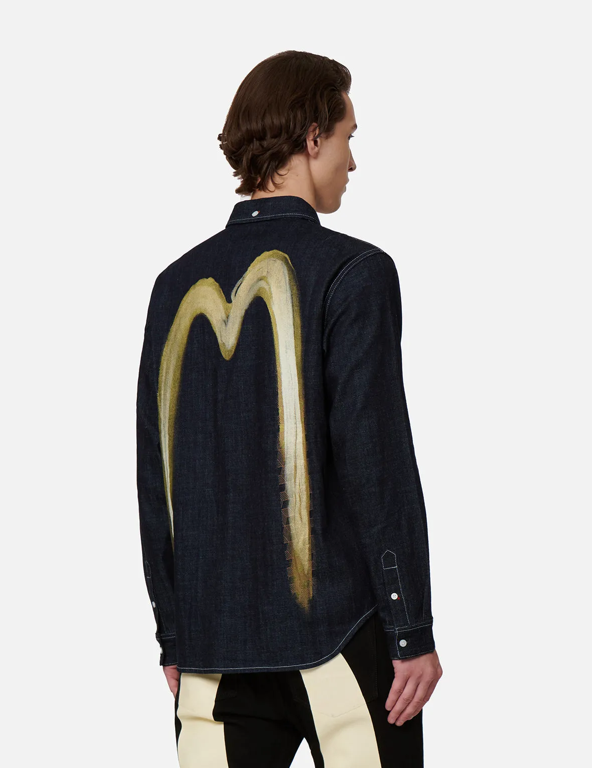 2-Layer Hand-brush Daicock Denim Shirt