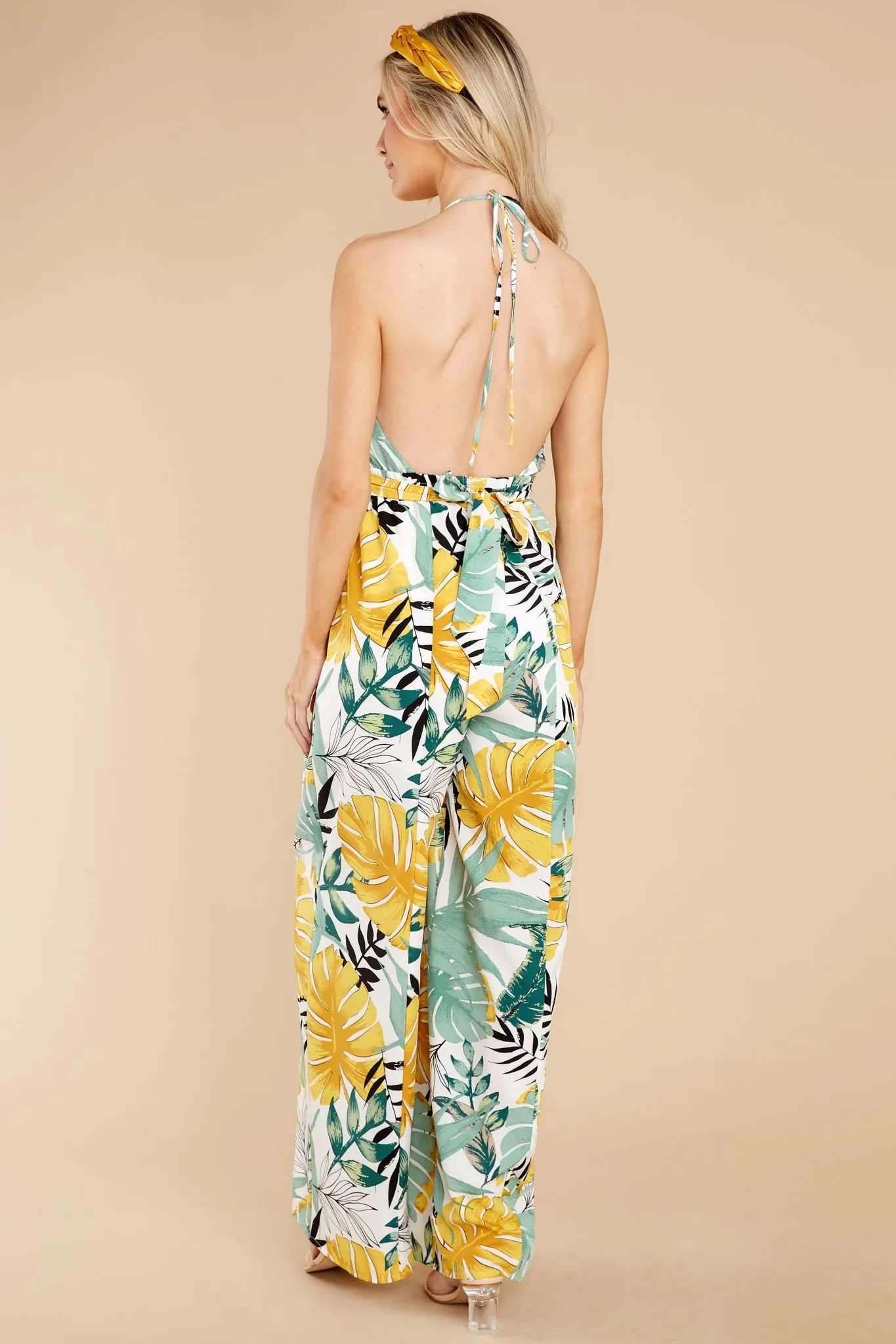 A New Leaf White Multi Tropical Print Jumpsuit