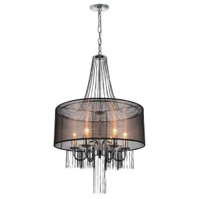 AMELIA 6 LIGHT DRUM SHADE CHANDELIER- CHROME