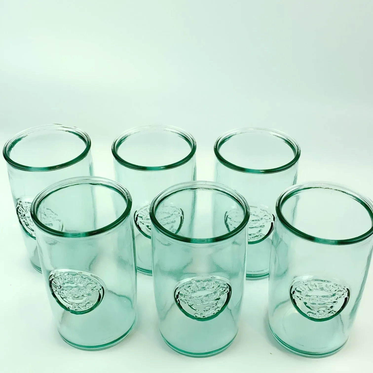 Authentic San Miguel Drinking Glasses 100% Recycled Glass Long Cups - Set of 6 (14 oz)