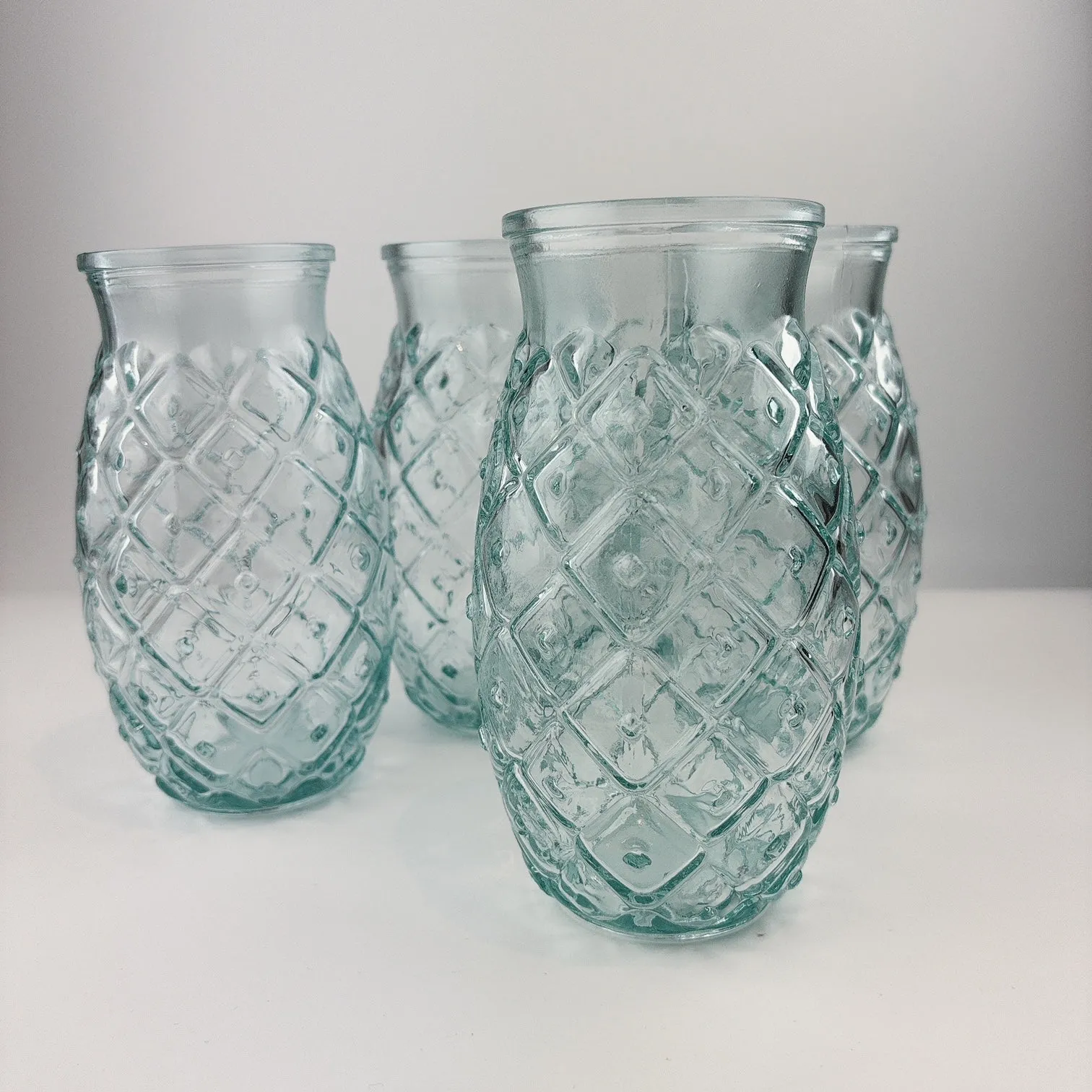 Authentic San Miguel Drinking Glasses 100% Recycled Glass Pineapple - Set of 4