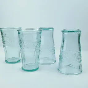 Authentic San Miguel Drinking Glasses 100% Recycled Long Glass - Set of 4 (14 oz) Swirling