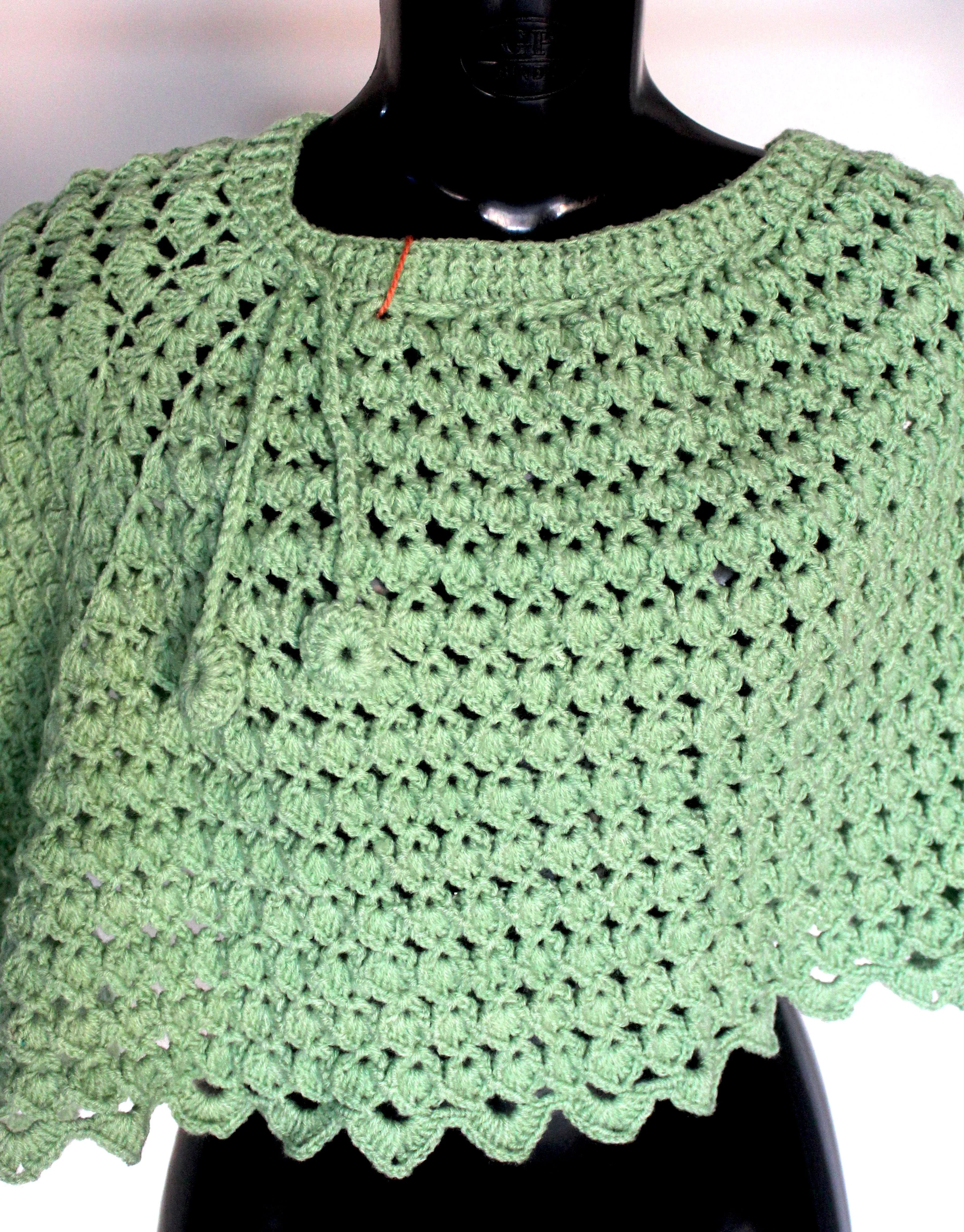 Awesome And Outstanding Handmade Crochet Cape Shawl For Girls - Tea