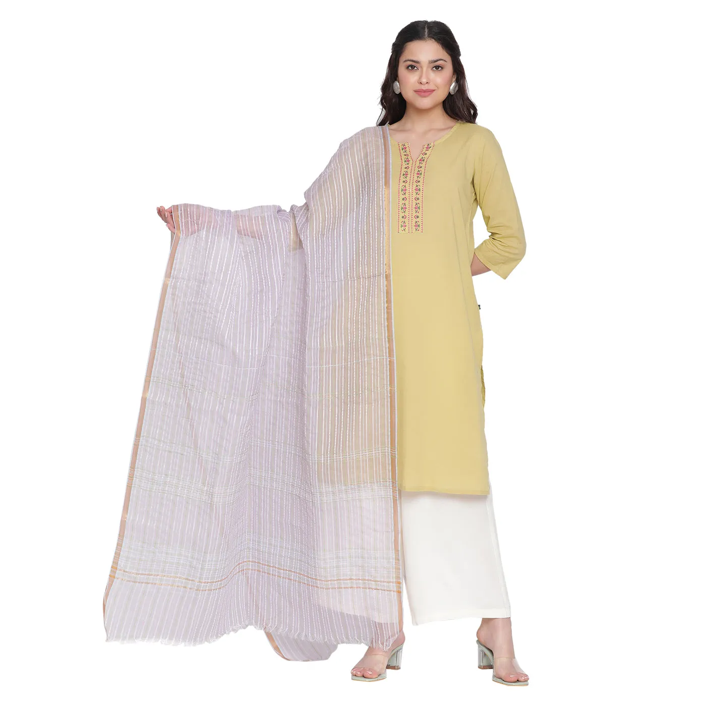 Baby Pink Dobby Woven Silk Tencel Dupatta