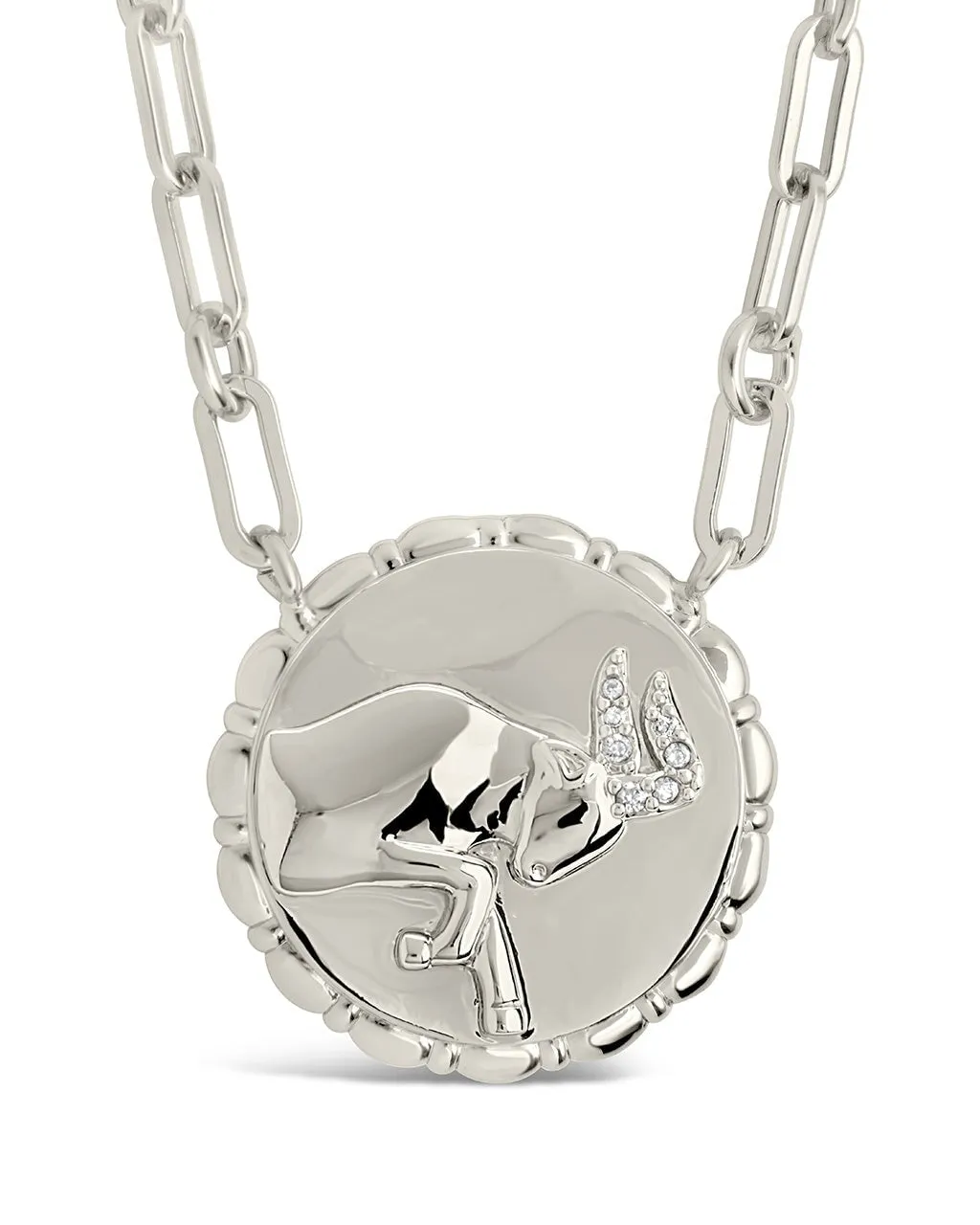 Bold CZ Zodiac Link Pendant Necklace