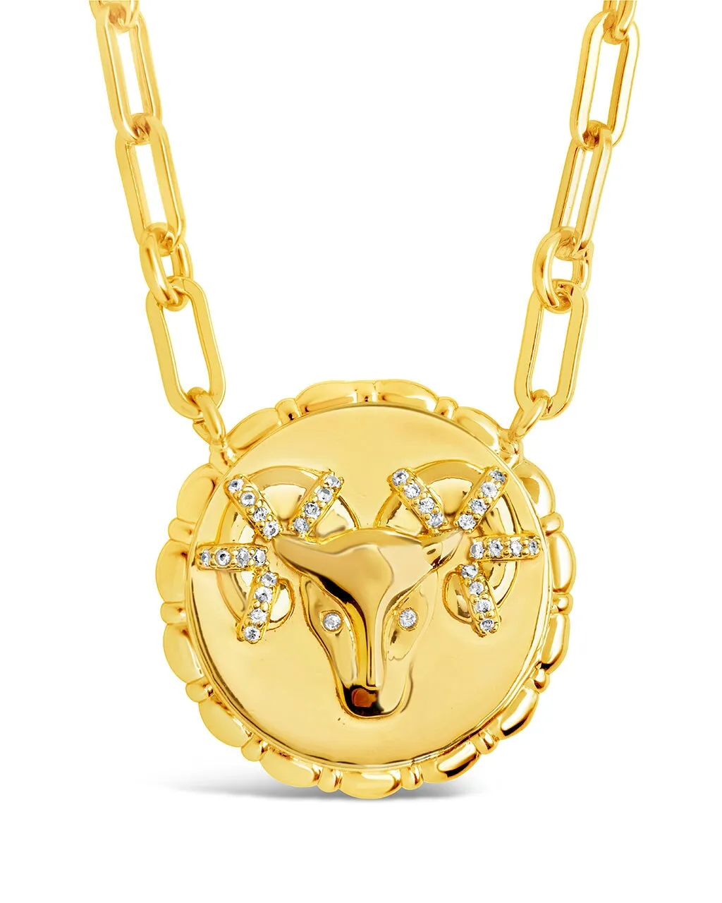 Bold CZ Zodiac Link Pendant Necklace