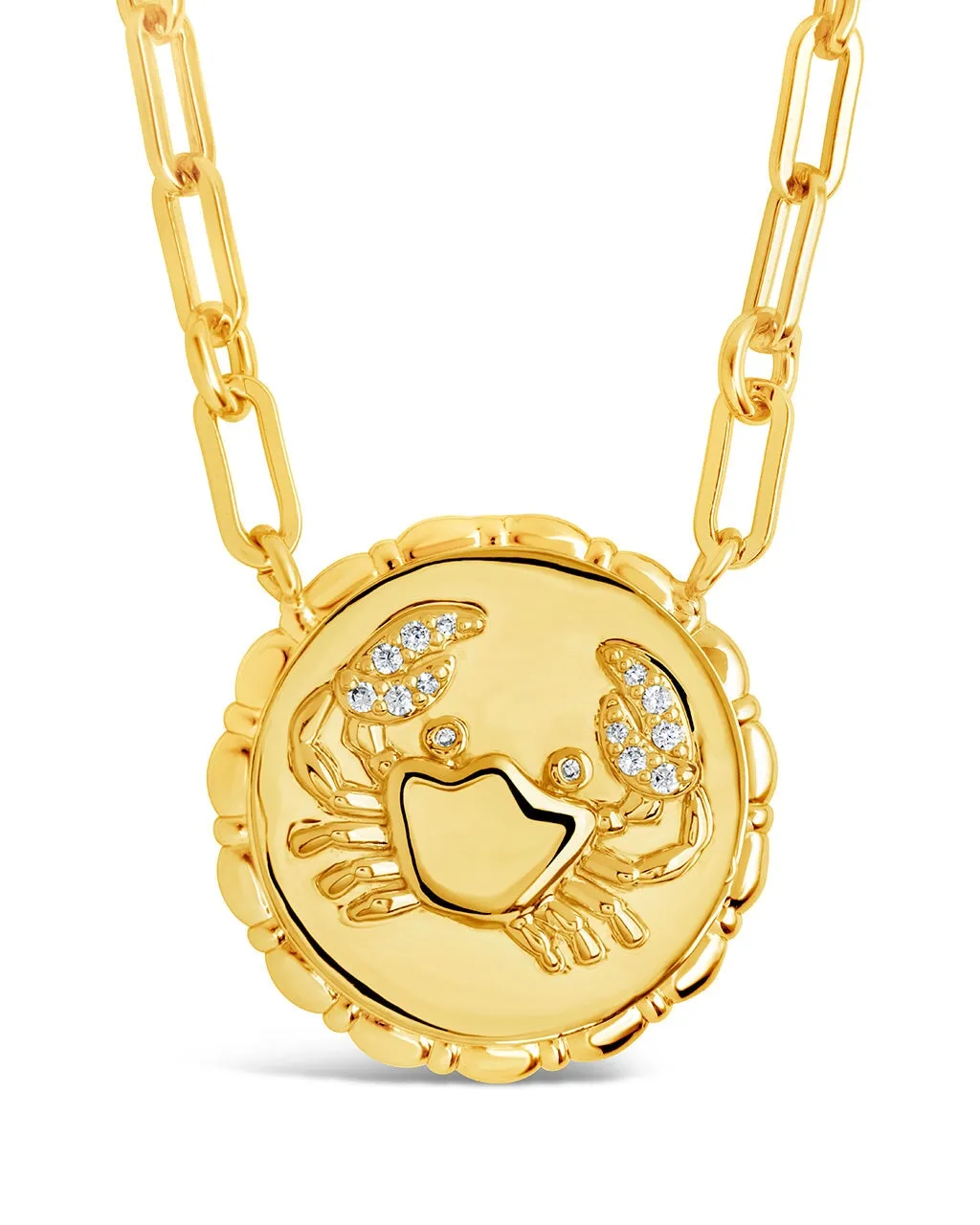 Bold CZ Zodiac Link Pendant Necklace