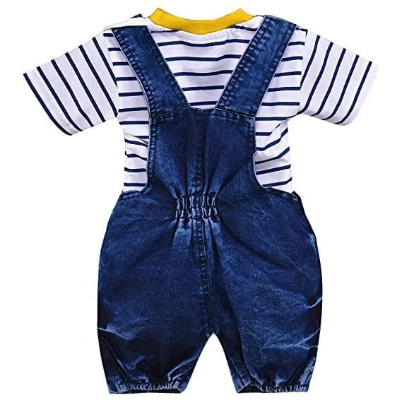 Boys Striped Denim Dungaree Set