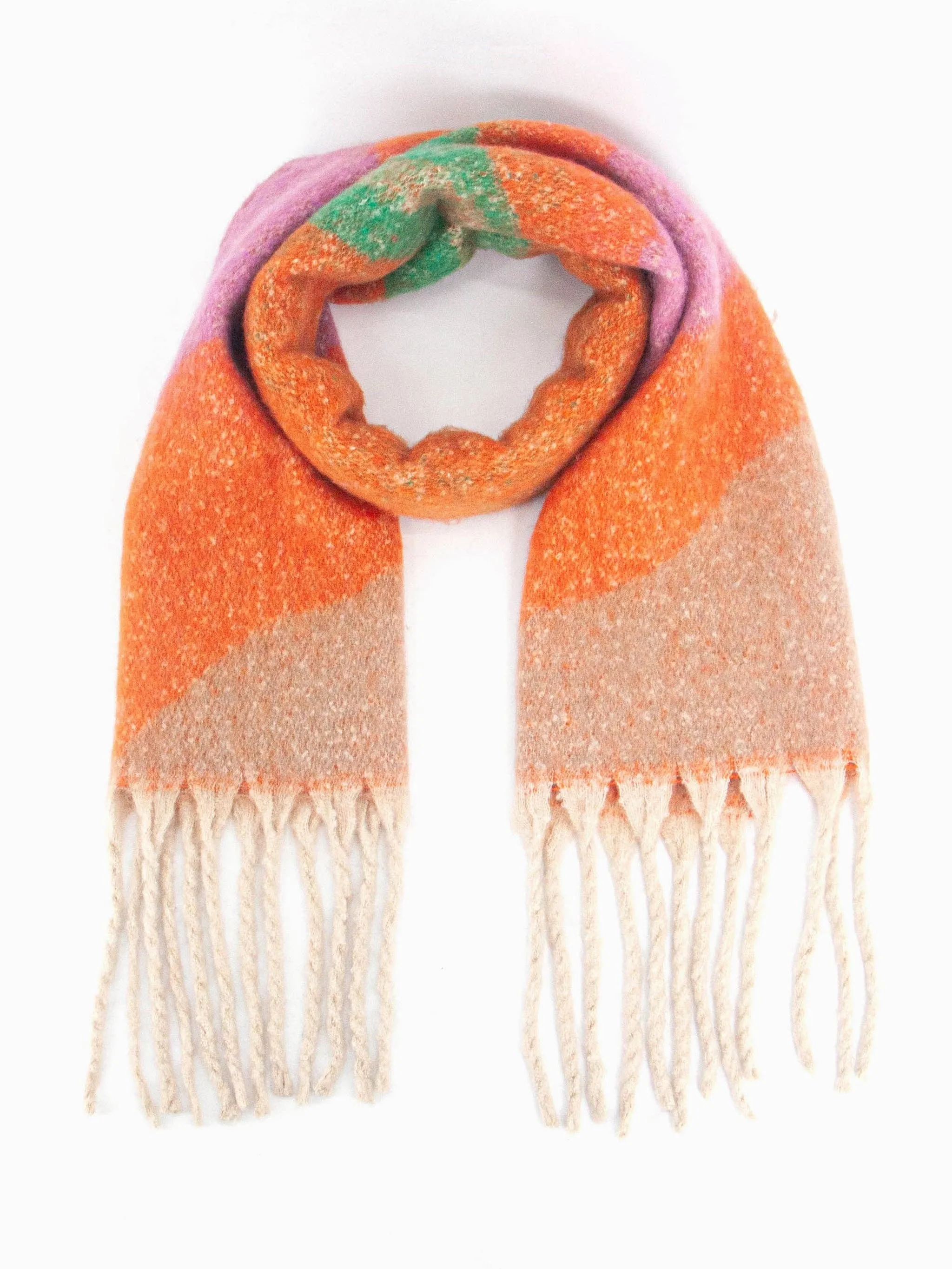 Camden Heavyweight Scarf - Orange/Green, Wave Colour Block