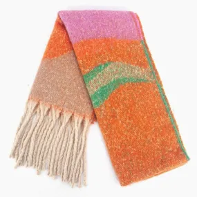 Camden Heavyweight Scarf - Orange/Green, Wave Colour Block