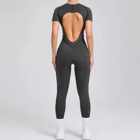 Chic Backless Gym Jumpsuit for Trendy Women