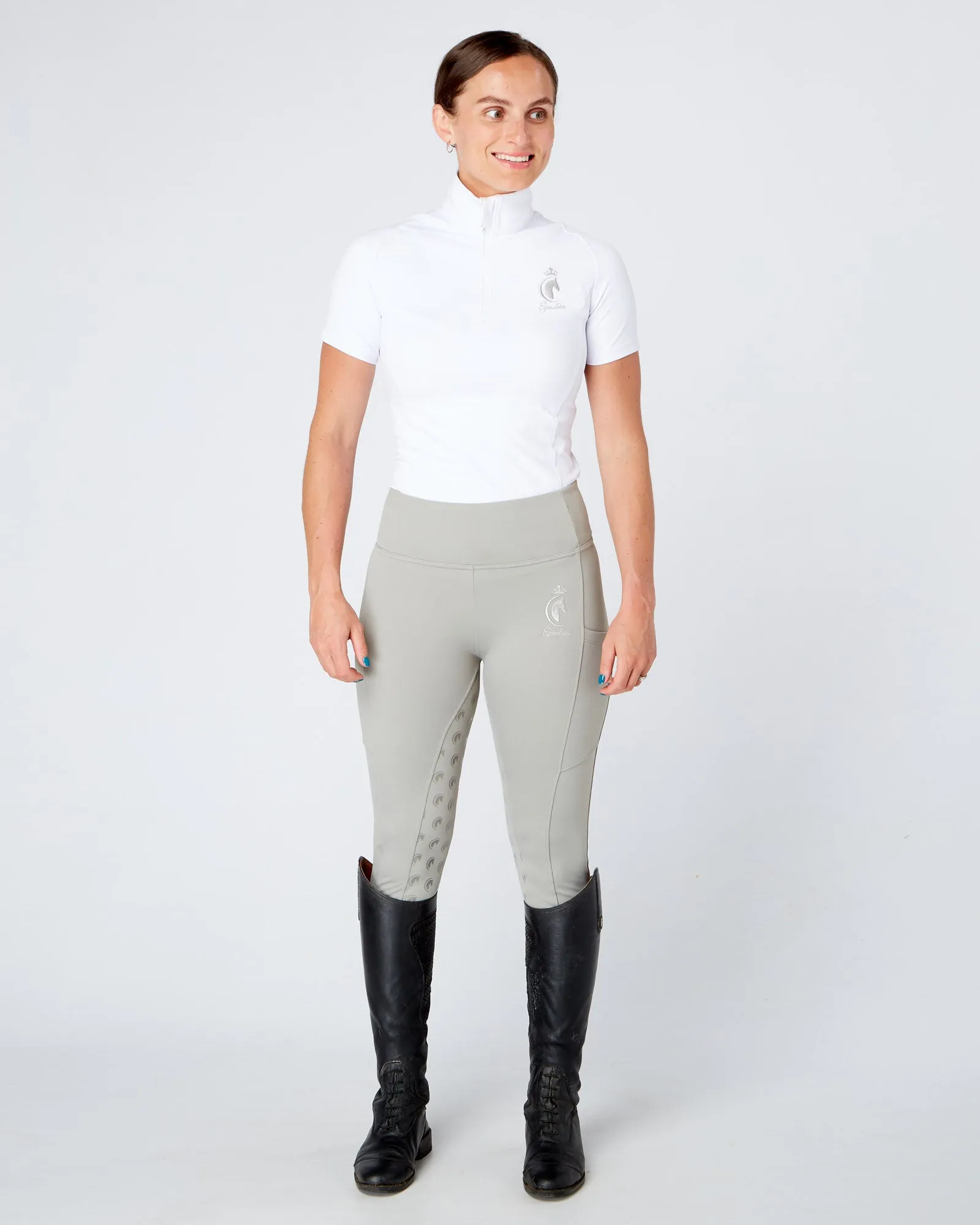 Competition Equestrian Base Layer Short Sleeved Show Shirt - Pure White