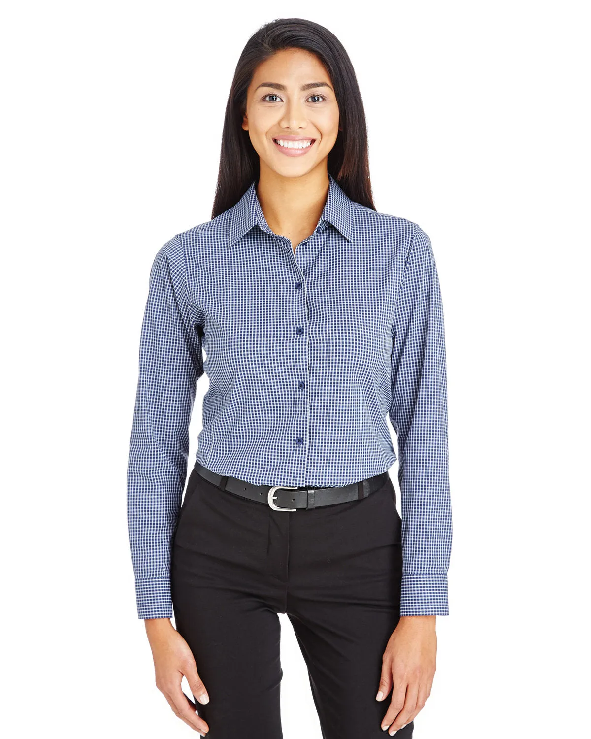 Crownlux Performance ladies Tonal Mini Check Woven Shirt