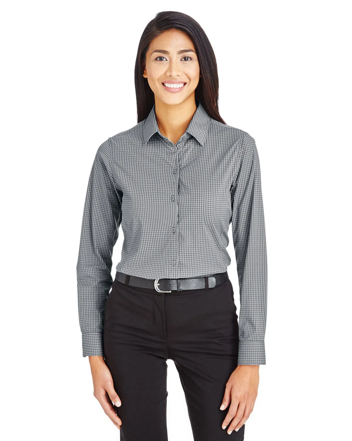 Crownlux Performance ladies Tonal Mini Check Woven Shirt