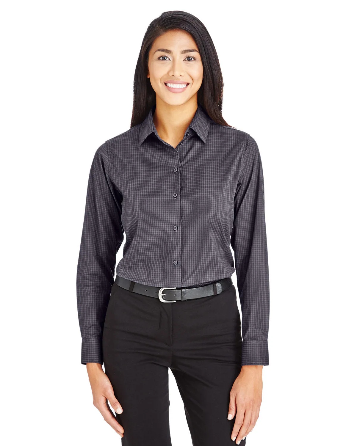 Crownlux Performance ladies Tonal Mini Check Woven Shirt