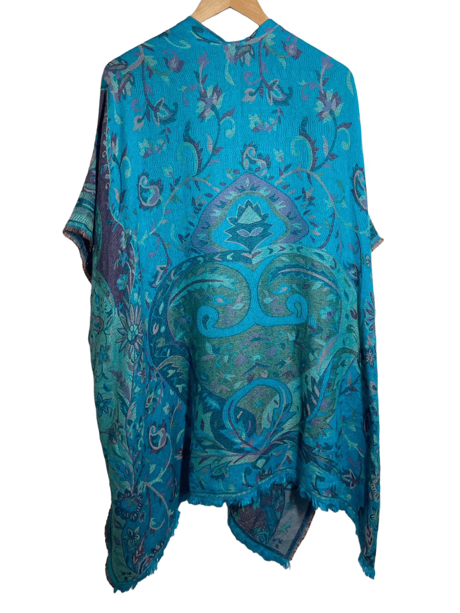 Dark Winter Paisley Print Silk Pashmina Cape