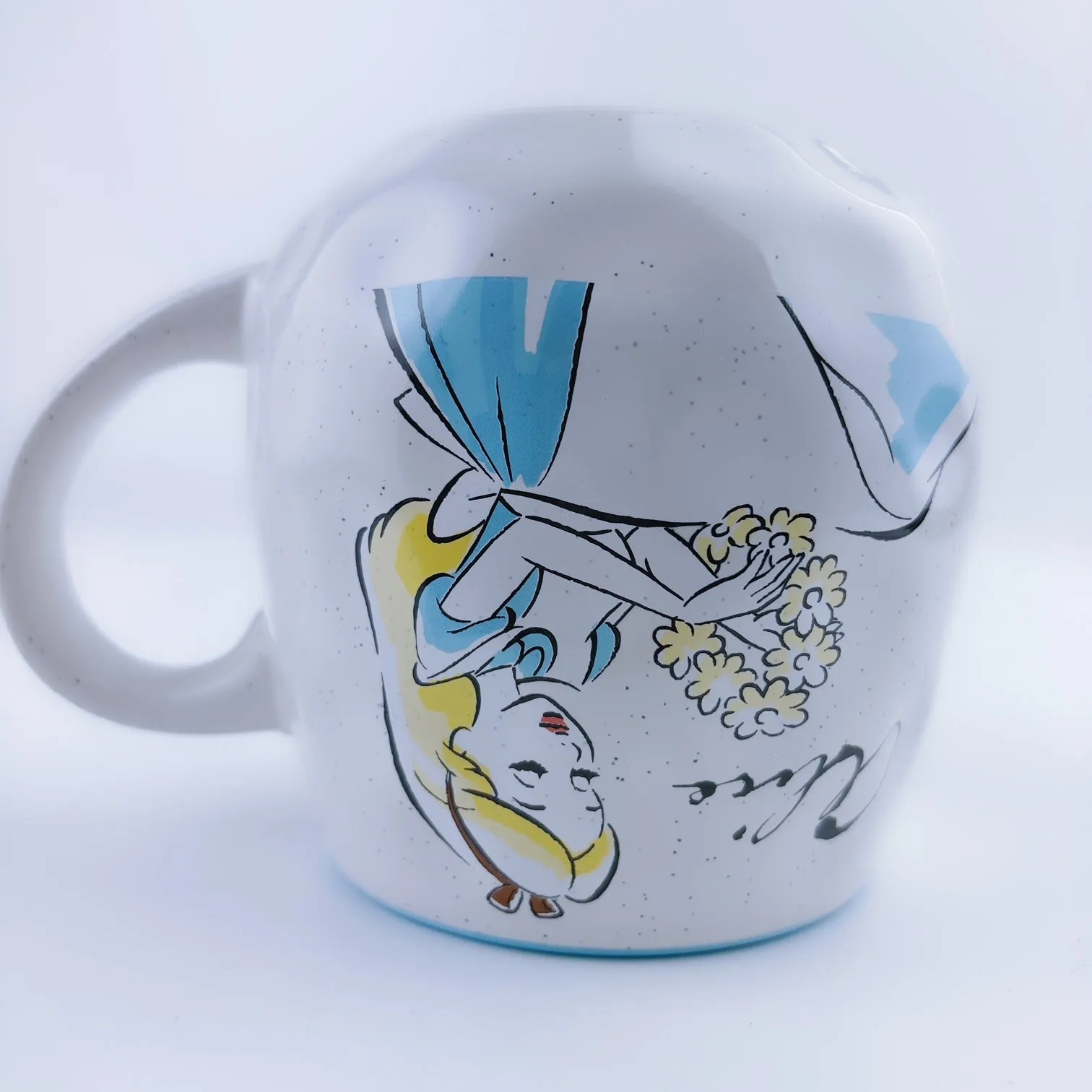 Disney Alice This Way To Wonderland Organic Ceramic Stoneware Light Blue Egg Mug 20 oz