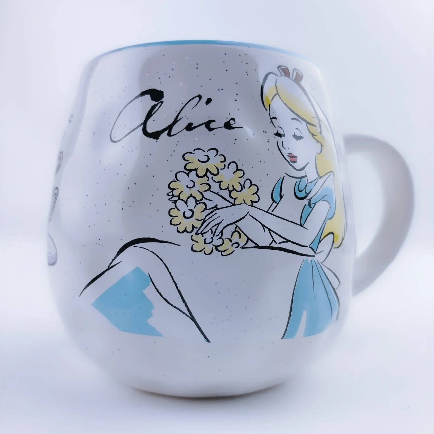 Disney Alice This Way To Wonderland Organic Ceramic Stoneware Light Blue Egg Mug 20 oz