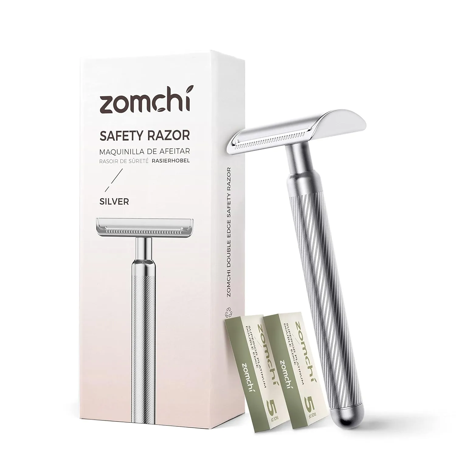 Double Edge Safety Razor with Stand, Durable, Long-Lasting Stainless Steel Construction