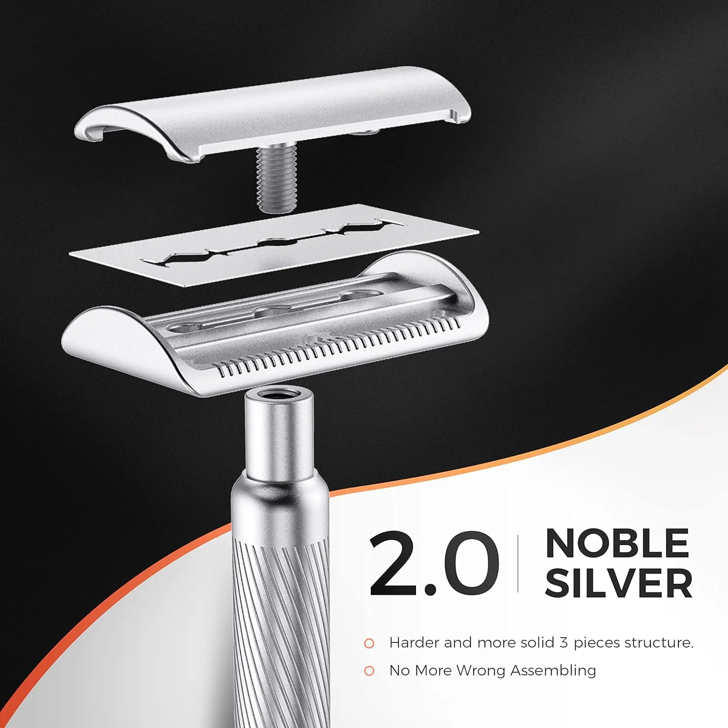 Double Edge Safety Razor with Stand, Durable, Long-Lasting Stainless Steel Construction