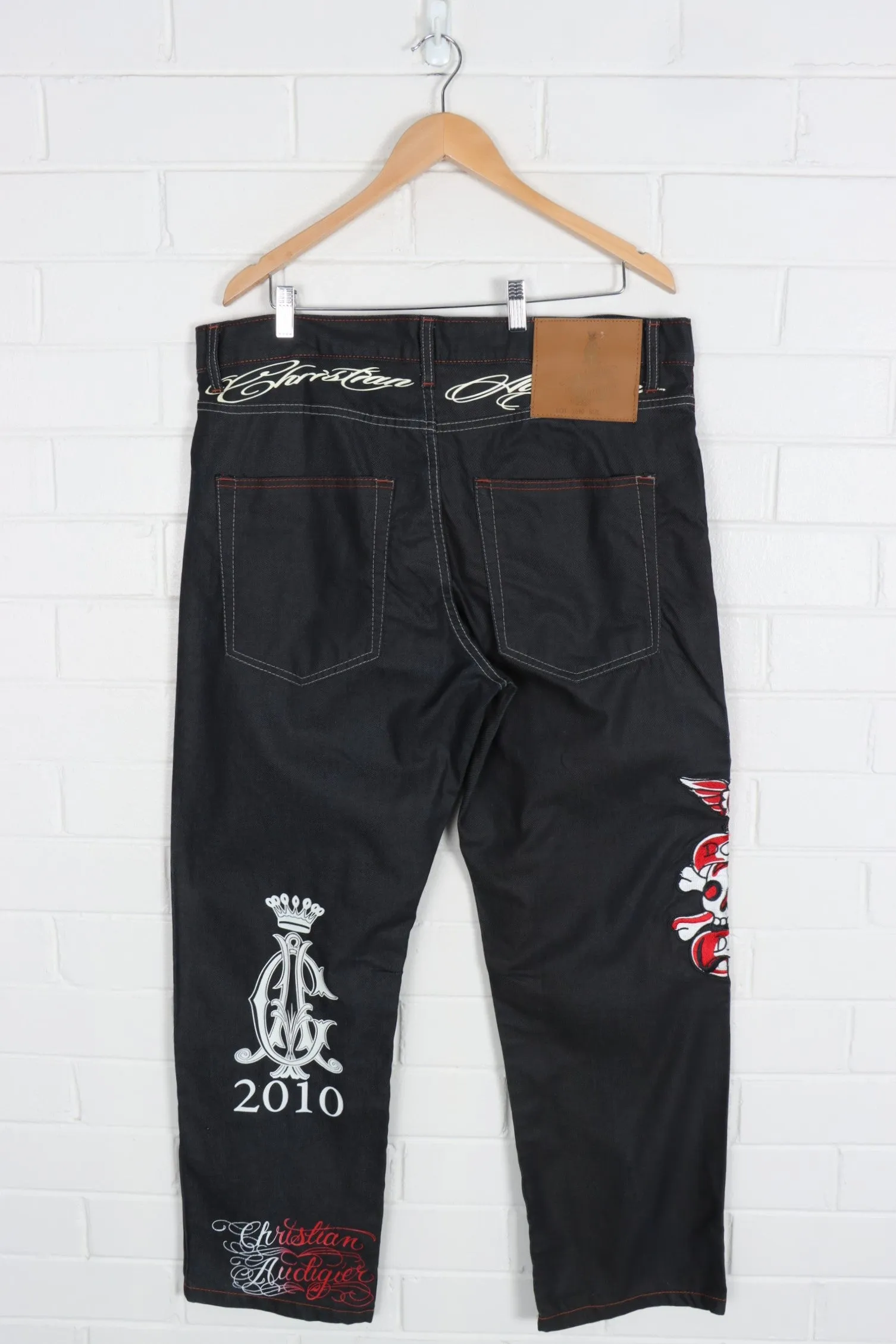 ED HARDY Christian Audigier Embroidered 2YK Jeans Made in Italy (38x32)