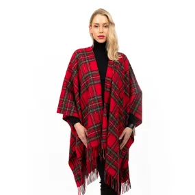 Edinburgh Lambswool Long Tartan Cape  Stewart Royal