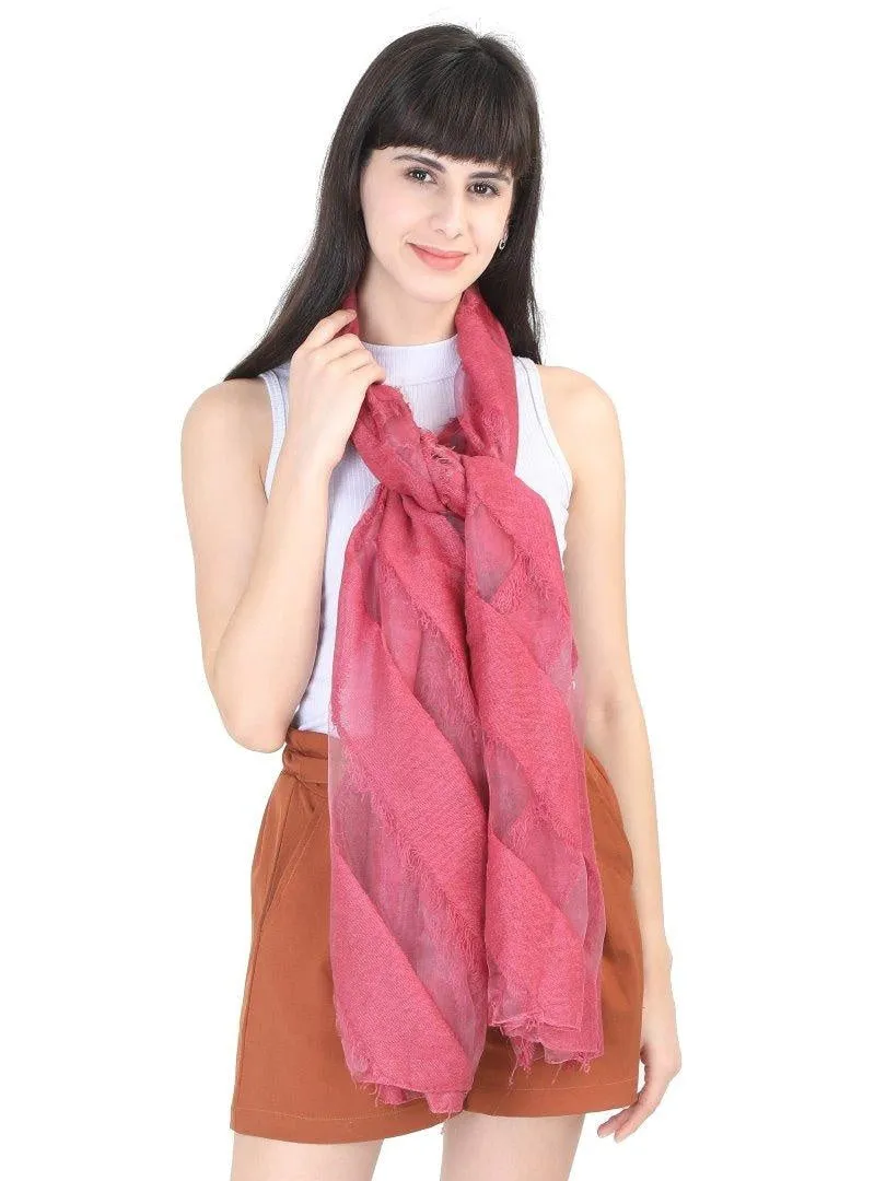 FabSeasons Maroon Fancy Striped Viscose Scarf for Ladies