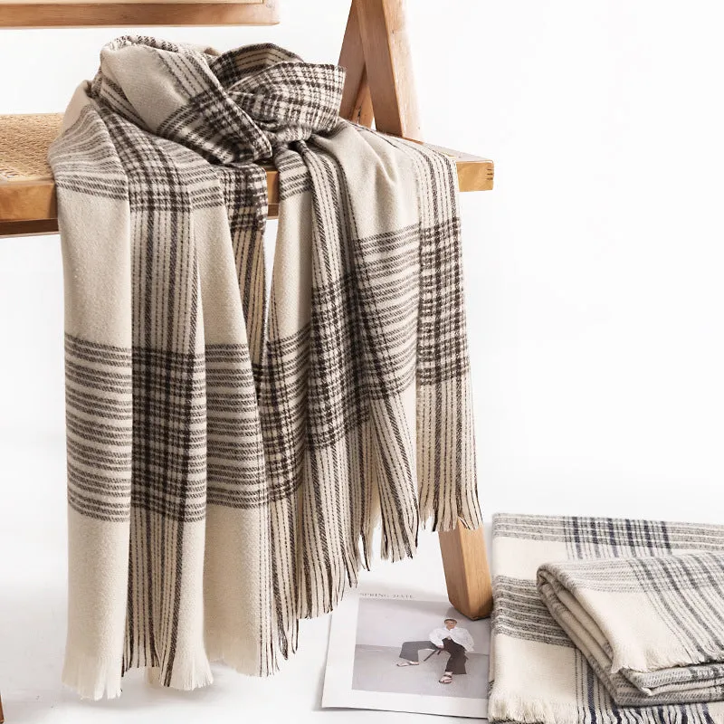 FH23-5210 Lattice stripe winter scarf