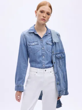 Fitted Denim Western Shirt with Washwell