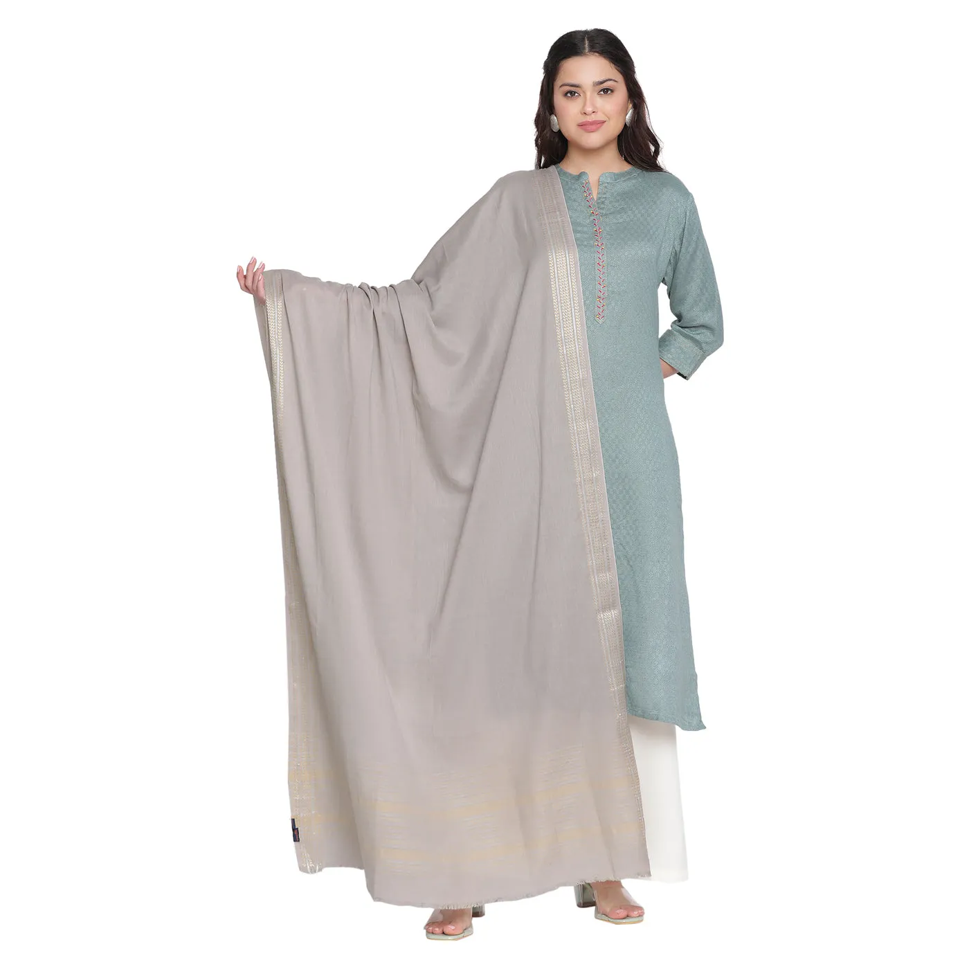 Grey Cotton Tencel Dobby Dupatta