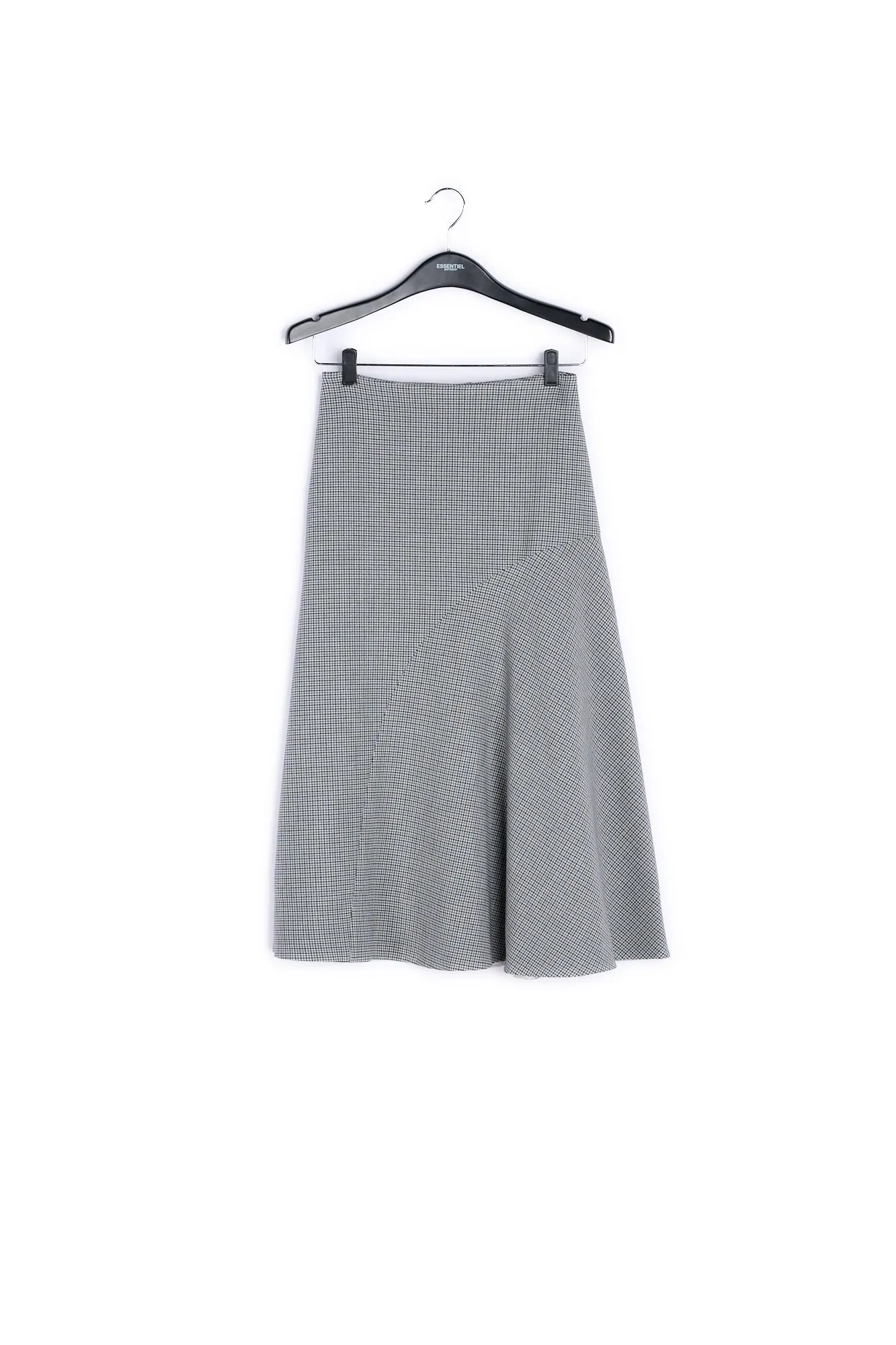 Grey houndstooth midi skirt