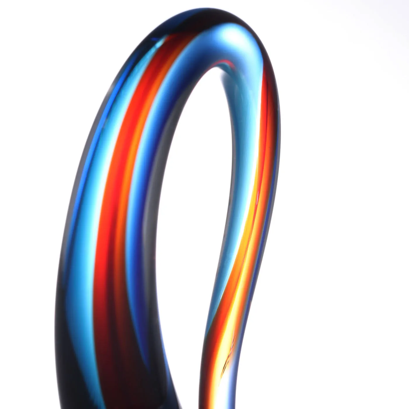 Hand Blown Treble Sommerso Art Glass Sculpture Blue Red 11-14 inch tall