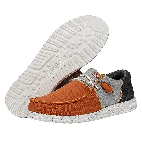 Hey Dude Wally Tri Varsity Orange Size M10 | Men's Shoes | Men's Slip On Loafers | Comfortable & Light-Weight