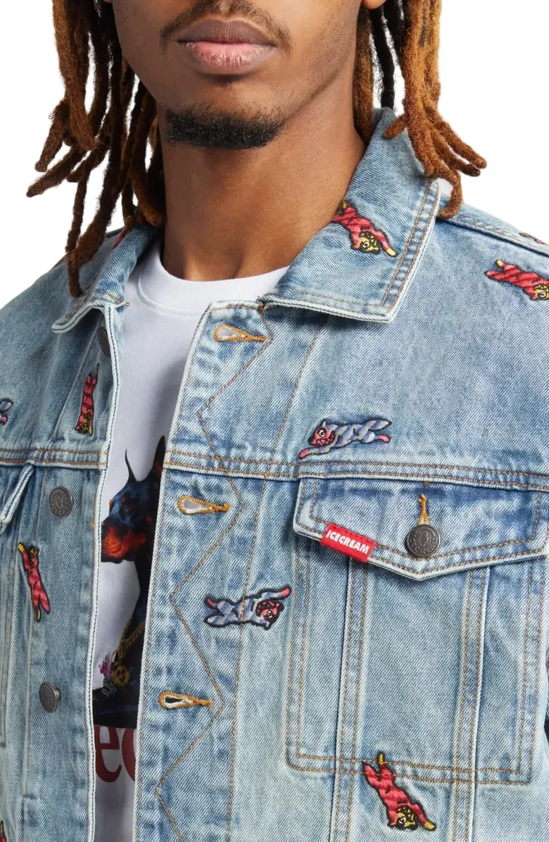 ICECREAM Long Sleeve Embroidered Dan Denim Jacket