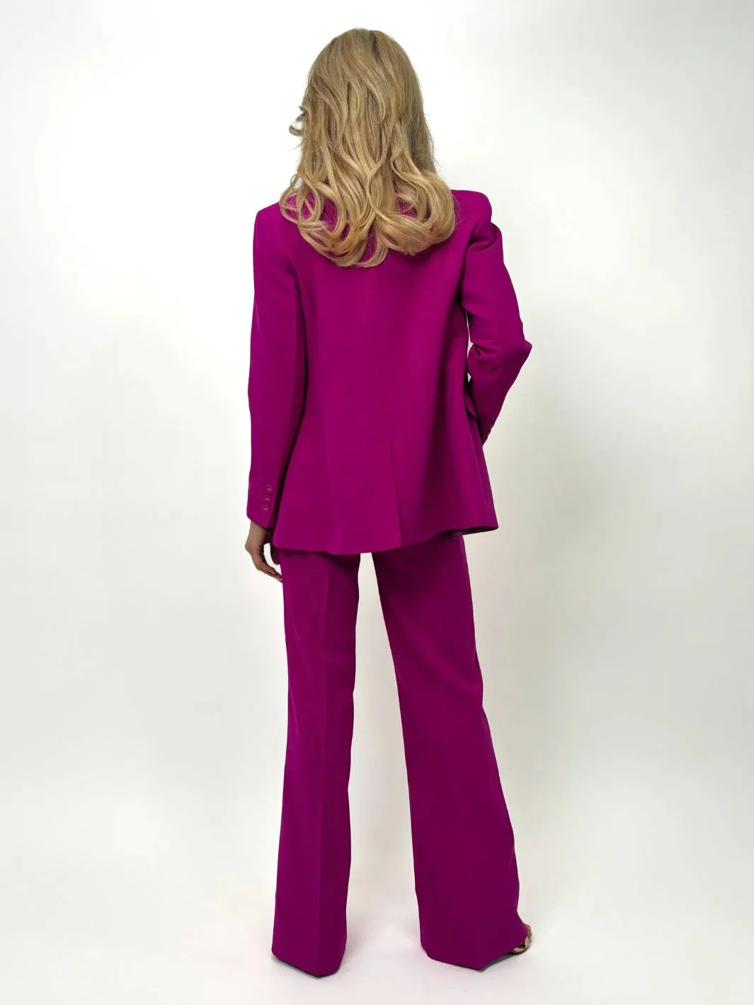 Kate And Pippa Palermo Trousers. Black Magenta Navy Pinstripe