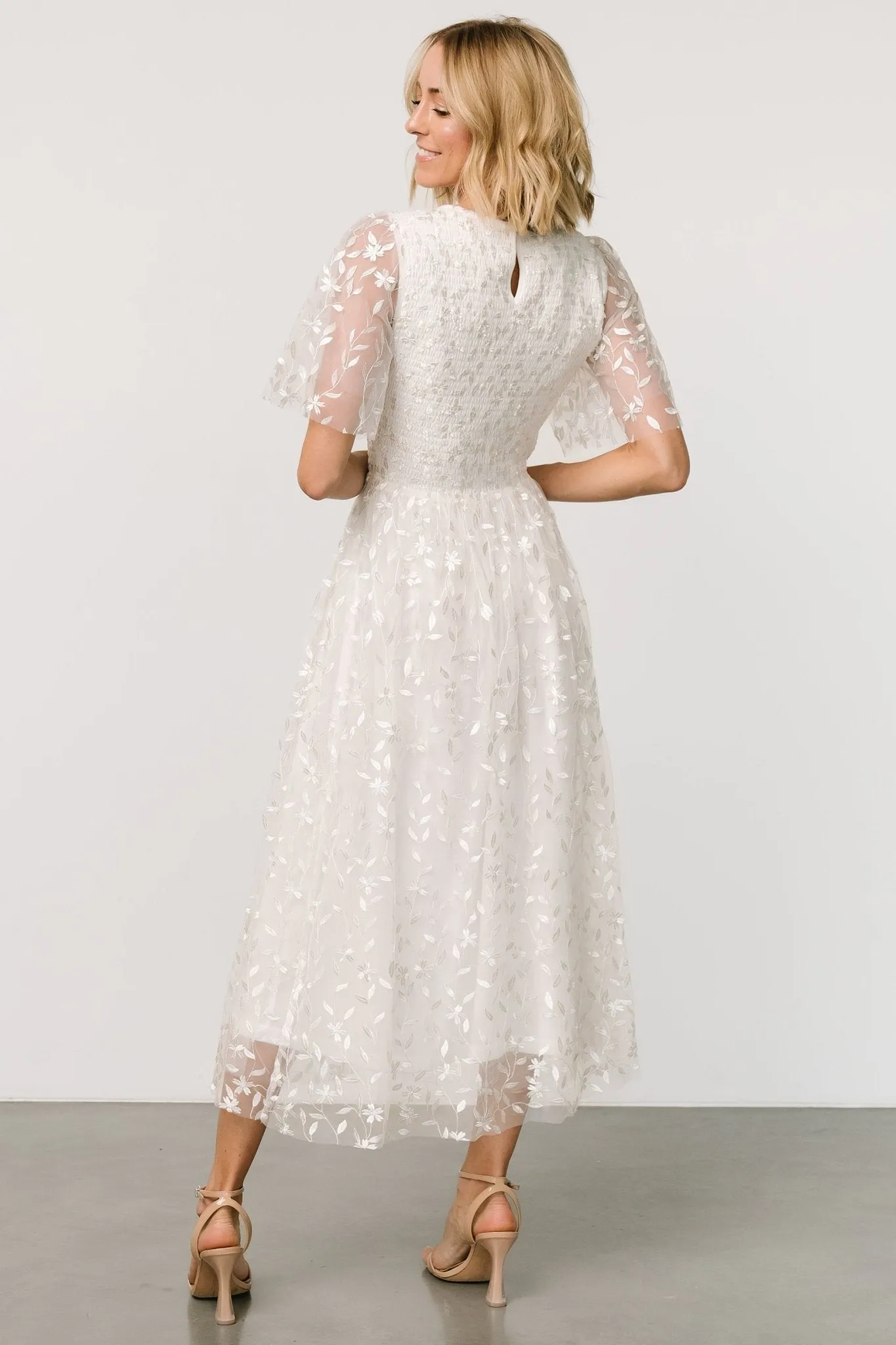 Kendra Embroidered Dress | White