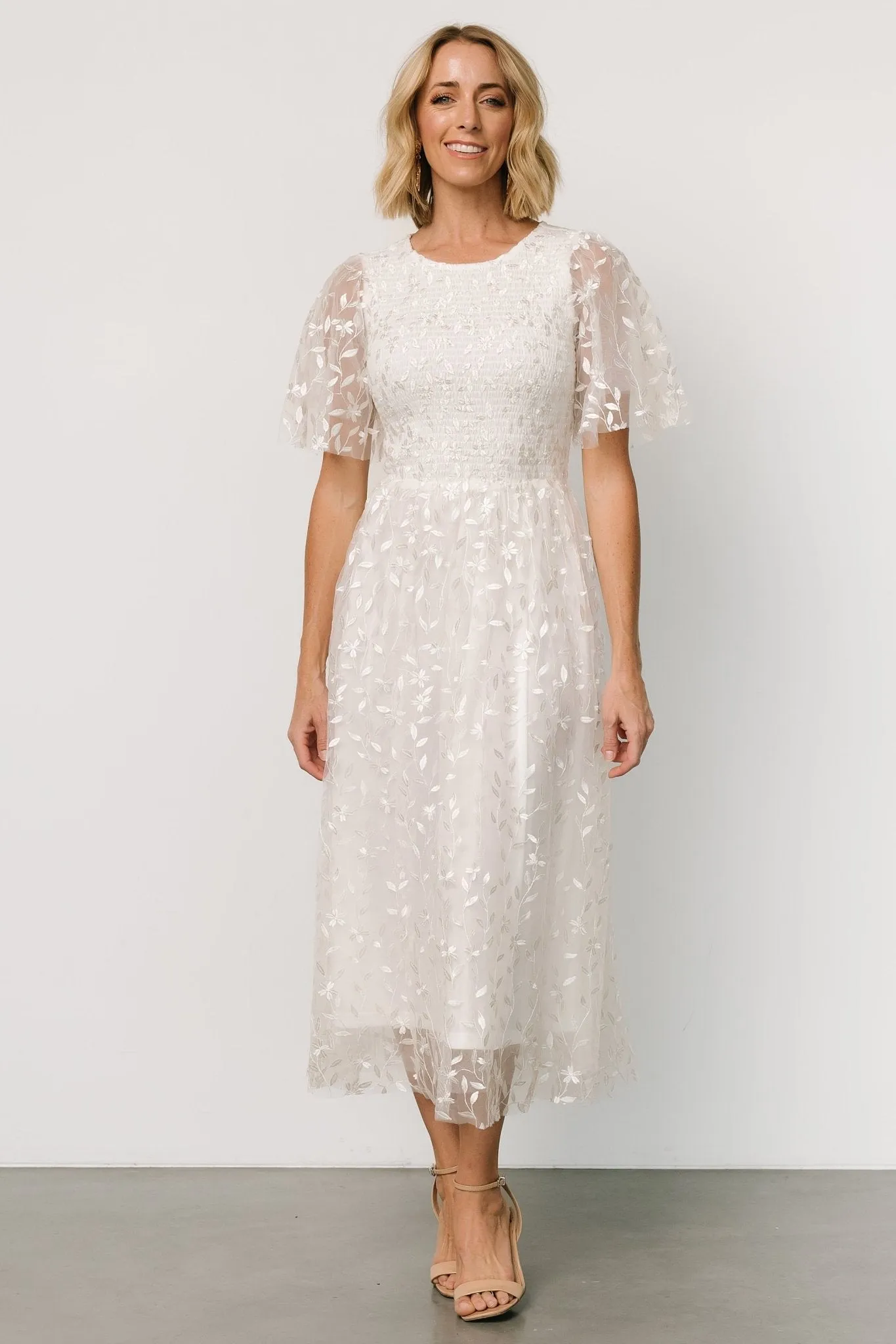 Kendra Embroidered Dress | White