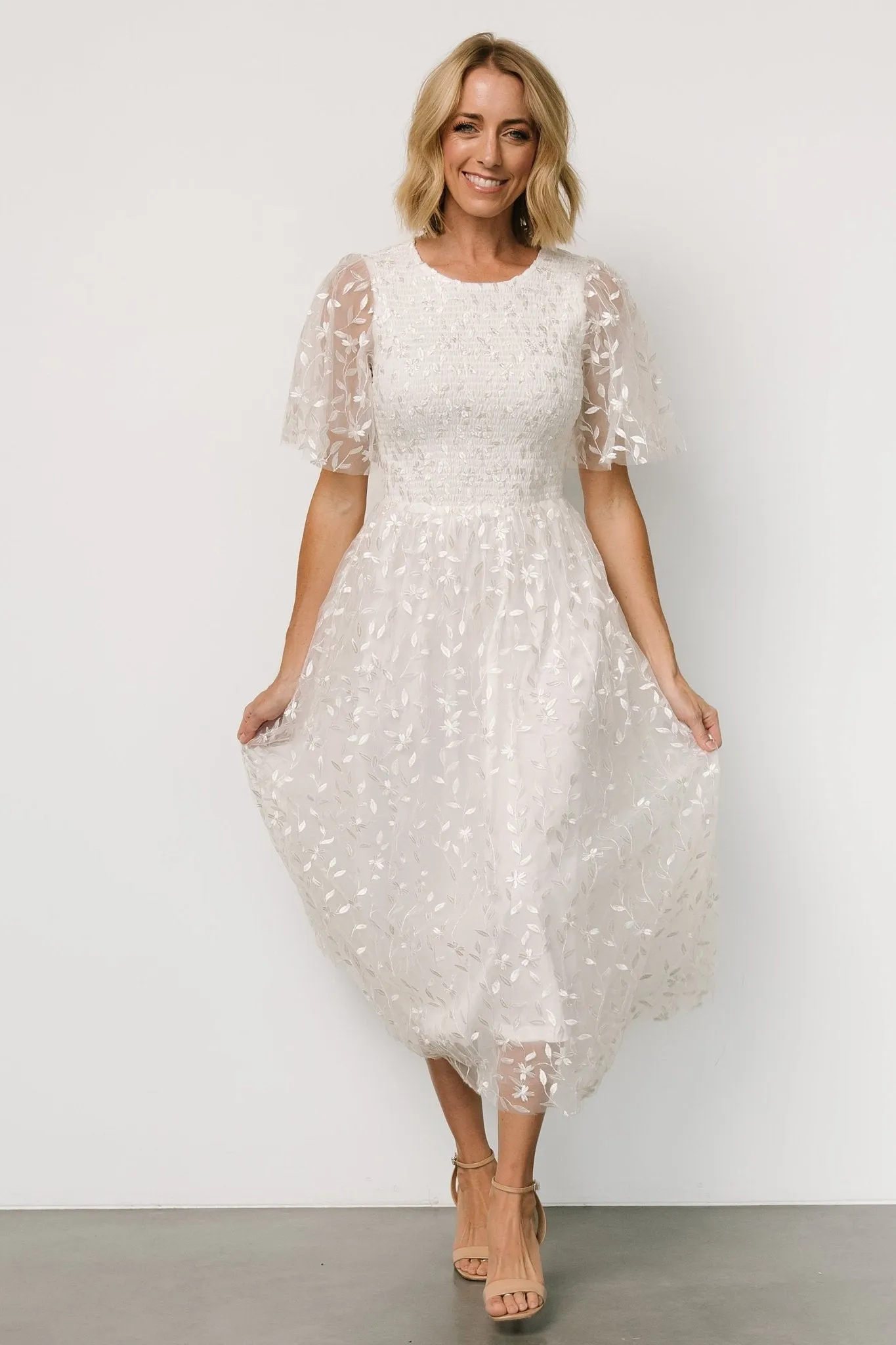 Kendra Embroidered Dress | White