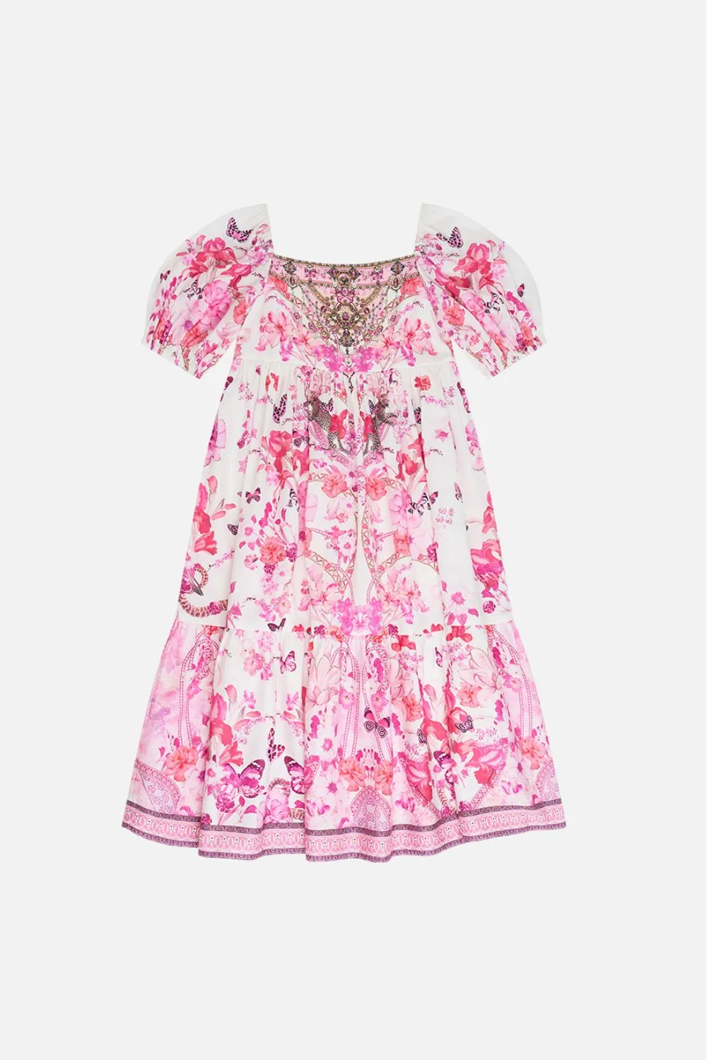 KIDS MIDI DRESS WITH PUFF SLEEVE 12-14 BOTANICAL NOVELLA