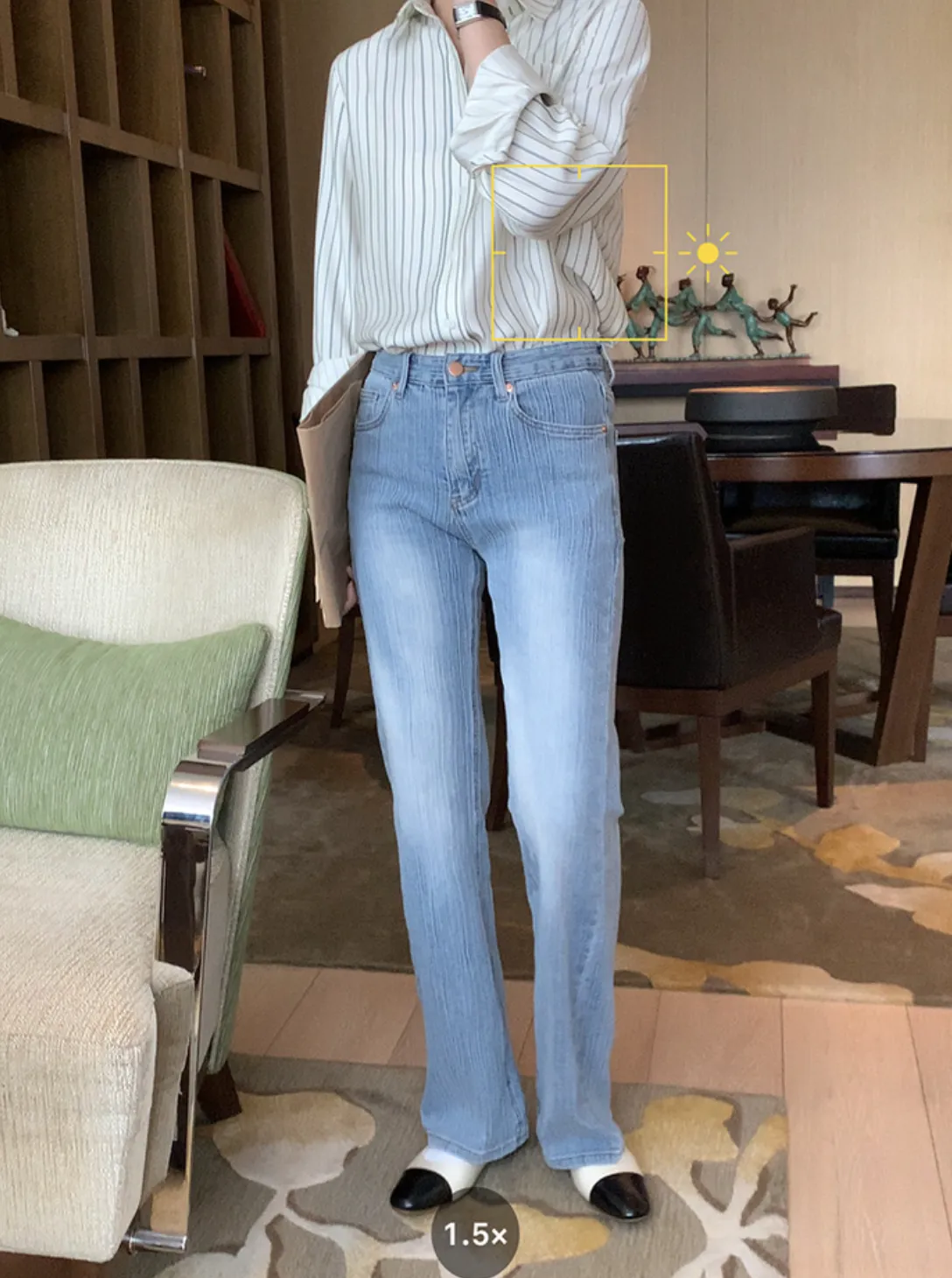 [Korean Style] High Rise Light Washed Bootcut Flare Jeans