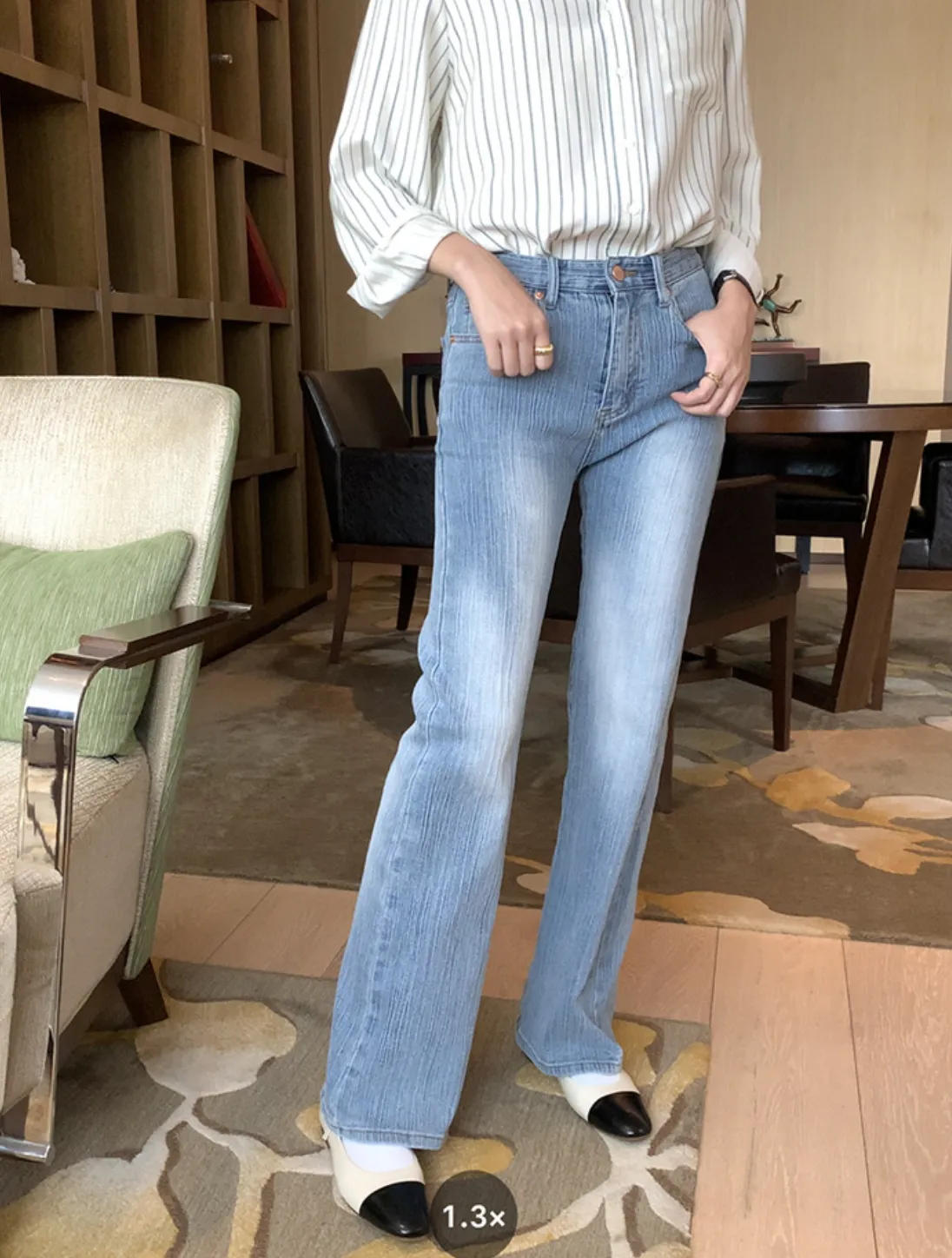 [Korean Style] High Rise Light Washed Bootcut Flare Jeans