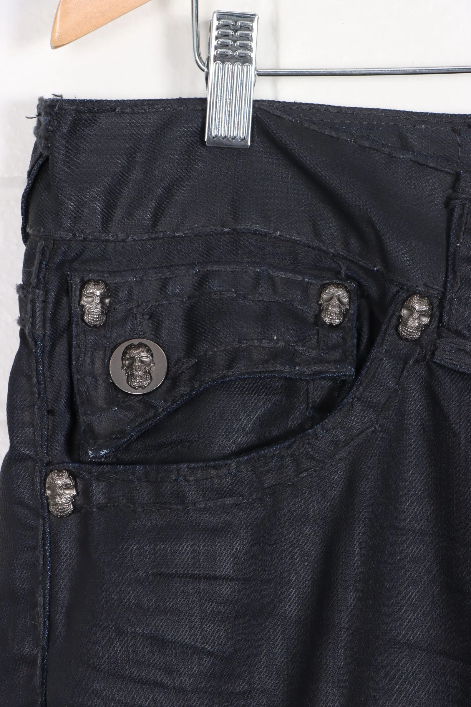 LAGUNA BEACH Black Denim Sugar Skulls Y2K Jeans USA Made (38)