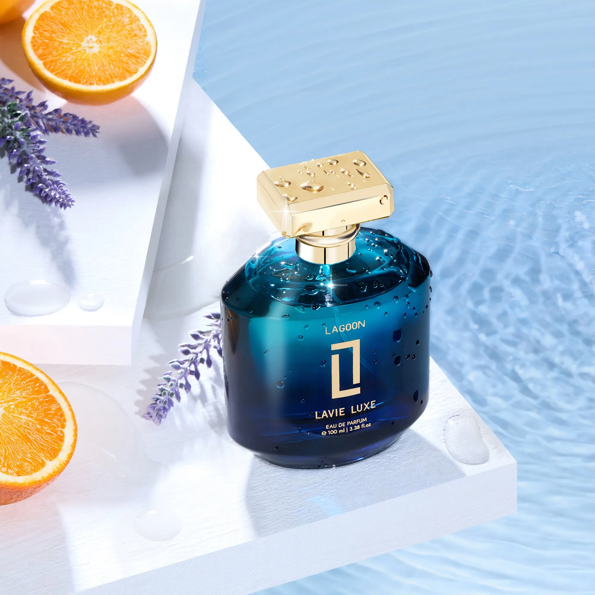 Lavie Luxe Lagoon Luxury Woman Eau De Parfum 100 ml ǀ  Perfume with scents Mandarin Orange, Lavender & Patchouli  -  Blue