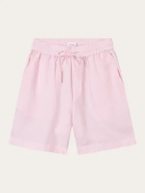 Linen mix elastic waist shorts - Parfait Pink