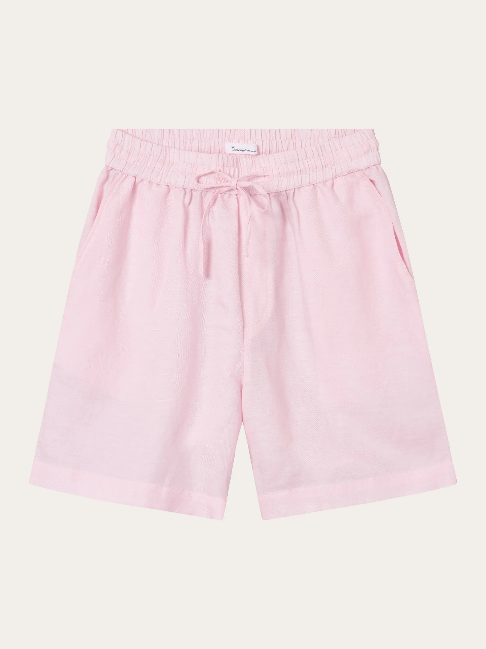 Linen mix elastic waist shorts - Parfait Pink