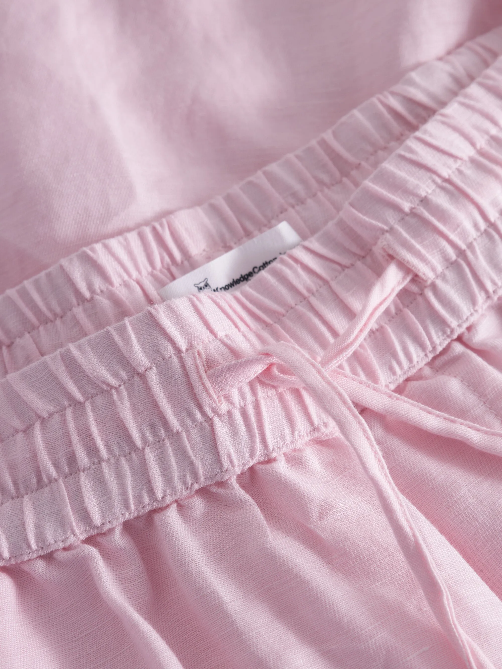 Linen mix elastic waist shorts - Parfait Pink