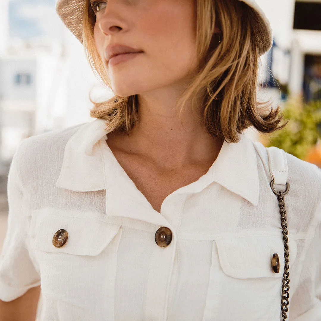 Linen Romper, White