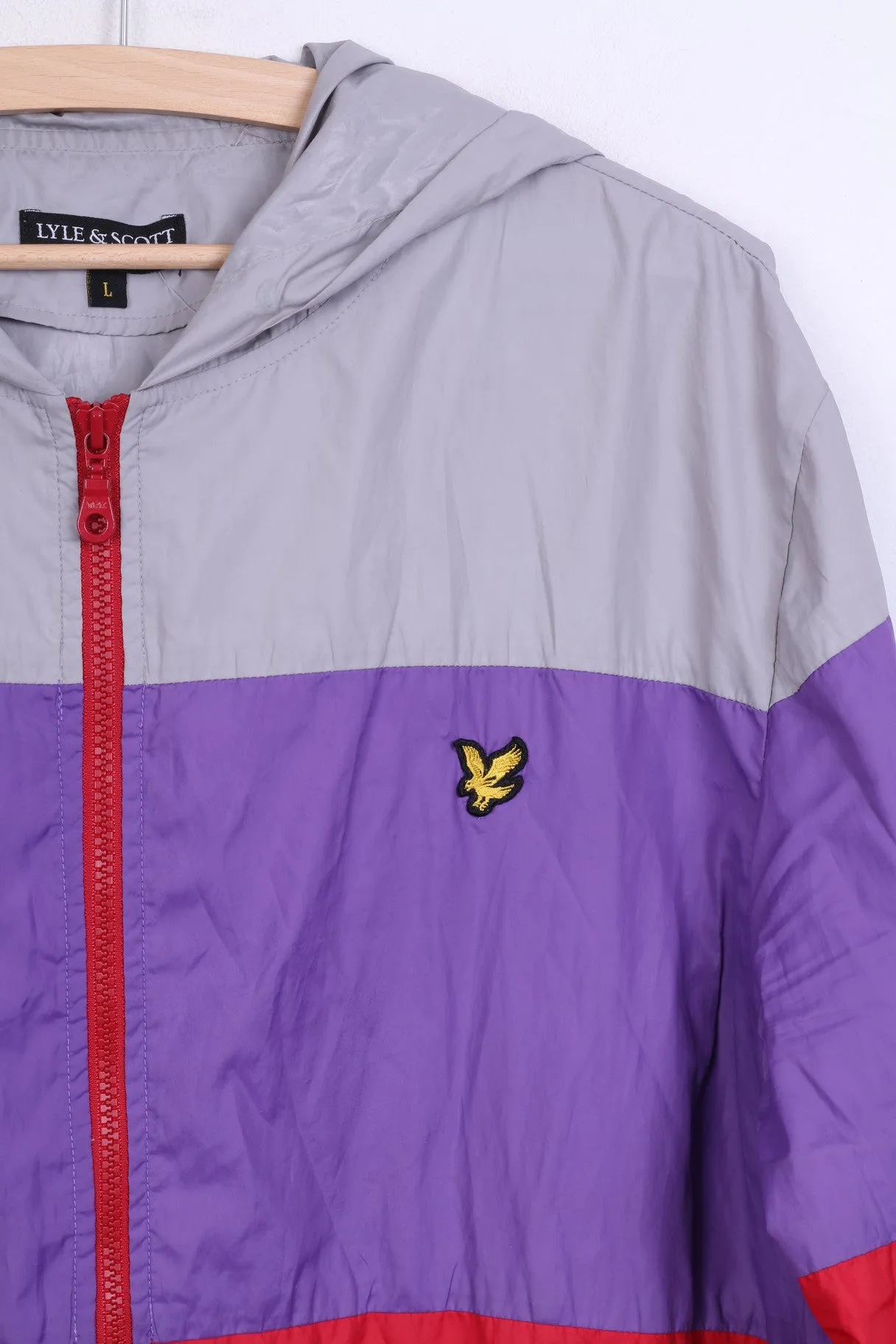 Lyle & Scott Heritage Mens L Jacket Track Top Hood Grey