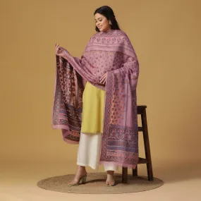 Mauve Jacquard Silk/Zari Blend Dupatta